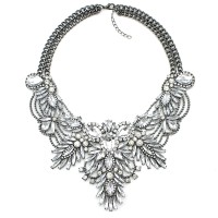 Diagolos Crystal Diamante Stone Cluster Bib Necklace